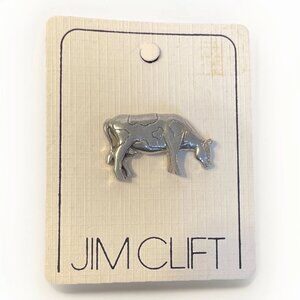 Vintage Jim Clift Pewter Cow Lapel Pin Farm Animal
